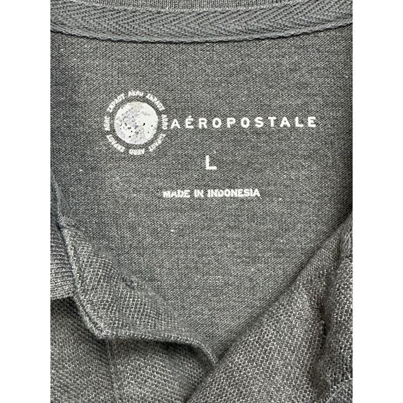 Aeropostale Mens Polo Shirt Solid Dark Gray Large Cotton Blend Short Sleeve - Picture 3 of 10